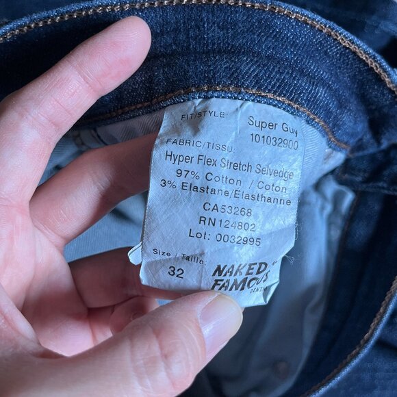 Naked & Famous Super Guy Hyper Flex Stretch Selvedge Jeans - Men's Size 32*32 - Picture 5 of 11